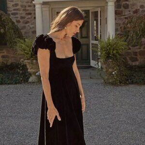 Doen Celestine Dress in Black Velvet Size S Small
